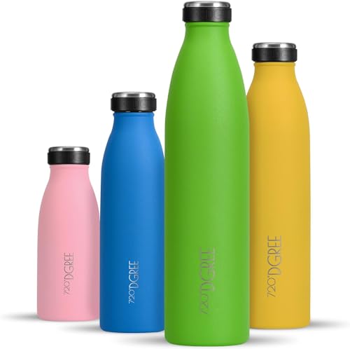 720°DGREE Edelstahl Trinkflasche “milkyBottle” - 1L - BPA-Frei, Auslaufsicher, Kohlensäure geeignet - Thermosflasche für Sprudel, Sport, Uni, Schule,