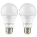 TORCHSTAR 15W Garage Door Opener LED Bulb, 100W Equivalent LED A19 Light Bulb, 1600lm Ultra-Bright 5000K Daylight, Non-Dimmable, E26 Base, UL-Listed, Damp Location Rated, Pack of 2