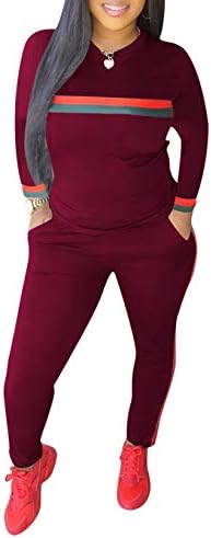 DINGANG Women 2 Pieces Outfits Long Sleeve Top and Long Pants Sweatsuits Set Tracksuits