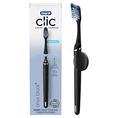 Oral-B Clic Manual Toothbrush, Onyx Black, with Magnetic Toothbrush Holder - 1 Count 049-09-6257 1.0 Count