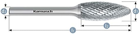 Karnasch 113071.040 16mm Flame Shape Uncoated Carbide Burr Cross Cut  FLM