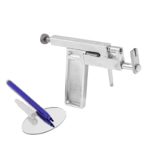 uxcell Metal Ear Lips Nose Navel Body Ring Hole Piercing Gun w Pen