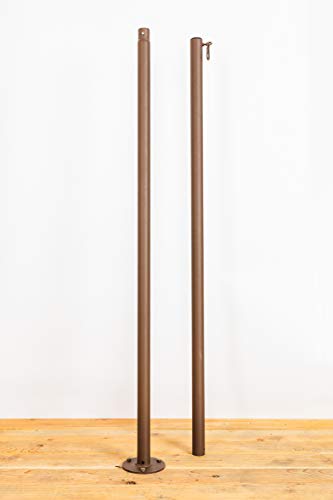 IYN Stands Outdoor String Light Pole Stand, 9.6 Feet Tall, Durable Powder Coated Steel, Weather Resistant - Brown