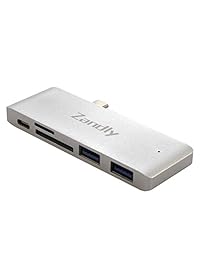 Zandly USB C Adapter, 5 in 1 Premium USB Type C Hub with PD Charging Port, Micro SD SD Card Reader, 1 USB 3.0 Port, 1 USB 2.0 Port,for Mac Book Pro, ChromeBook, XPS and More USB Type C Devices Silver