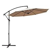 COBANA 10 Ft Patio Umbrella Offset Hanging Umbrella Outdoor Market Umbrella Garden Umbrella, 250g/sqm Polyester, Beige