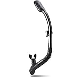 Whale Black Dry snorkel with Comfortable Silicone Mouthpiece and Purge Valve for Snorkeling and Scuba Diving