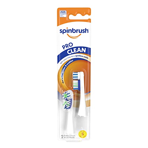 Spinbrush Pro Clean Replacement Heads, Soft Bristles, For Battery