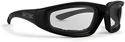 EPOCH Padded Motorcycle Sunglasses Black Frames Clear Lens ANSI Z87.1+