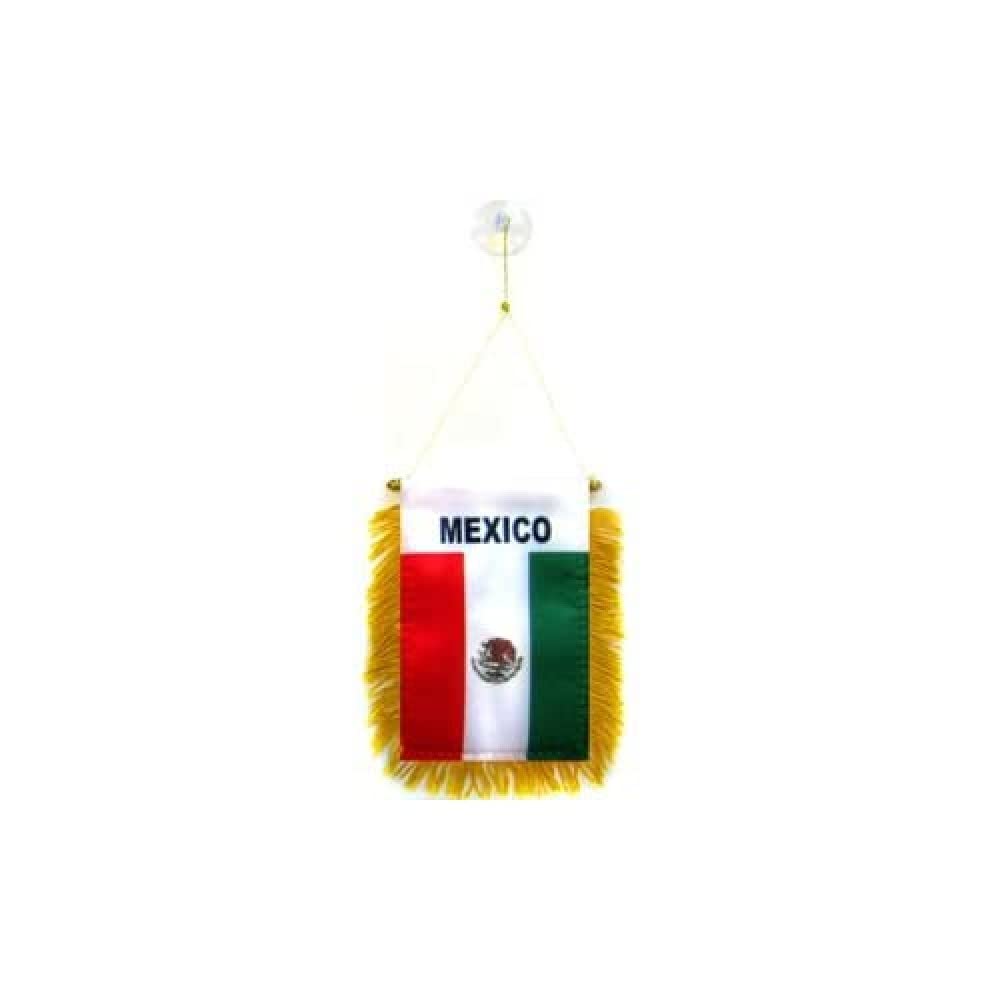 AZ FLAG - Mexico Mini Banner - 6'' x 4'' - 100% Polyester Mexican Small Pennant for Car - Double-sided Flag with Suction Cup Hanger — image 1