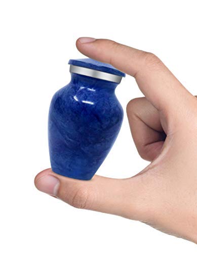 Set of 4 SmartChoice Keepsake Cremation Urns for Human Ashes - Handcrafted Funeral Memorial Mini Urns (Light Blue)