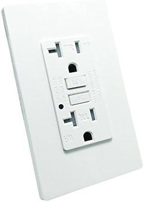 GFCI 20A TR Wall Outlet - LASOCKETS 20A 125V Tamper Resistant & Weather Resistant & Automatically Tests Standard Wall Outlet,Commercial Grade,White Wall Socket with free Wall Plates,ETL Listed (1Pack)
