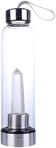 vap26 Healing Wand Point Crystal Obelisk Water Bottle Elixir Natural Quartz Portable(white)