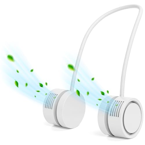 Neck Fan, Portable Bladeless Neck Fans, 4000mAh Foldable Rechargeable Bladeless Fan, 3 Speeds & Enhanced Cooling Power, Hands-Free USB Personal Fan for Men, Women, Outdoor, Travel, Ideal Gift(White)