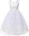 Flower Girl Dress First Communion Sleeveless Embroidery Tulle Dress Big Girl White 8 KD.198