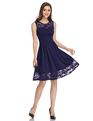 KOJOOIN-Damen-Spitzenkleid-Cocktailkleid-Festliche-Brautjungfernkleider-fr-Hochzeit-Knielang-Abendkleider-Verpackung-MEHRWEG