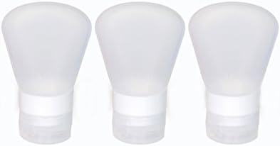 Portable Soft Silicone Travel bottles Set 3 Pack TSA Approved - Squeezable &amp; Refillable Travel Containers For Shampoo, Conditioner, Lotion, Toiletries (60ml, white)