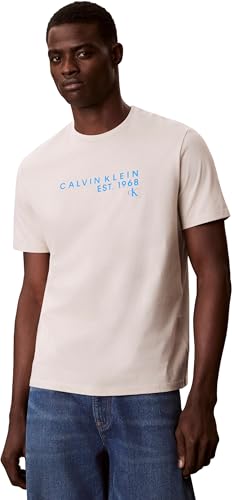 Herren T-Shirt Kurzarm Graphic mit Rundhalsausschnitt, Beige (Oatmeal), S
