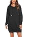 IN'VOLAND Women's Long Sleeve Hooded Loose Casual Pullover Hoodie Dress Tunic Sweatshirt Dress with Pockets Black