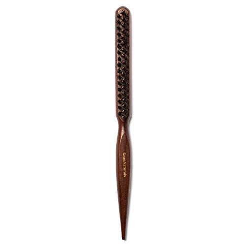 Double Sided Teasing Brush - Boar & Nylon Bristle Teaser Comb with Rat Tail Pick for Hair Sectioning for Edge Control, Backcombing, Smoothing, and Styling Thin & Fine Hair to Create Volume