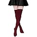 Ordenado Womens Thigh High Socks Extra Long Over the Knee Leg Warmer Cotton Boot Stockings(Wine Red)