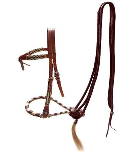 Bride Hackamore (sans Mors) Pour Le Débourrage Du Cheval - Corde, Nylon Et Cuir - Taille Unique