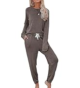 Zilcremo Women Two Piece Outfits Pajamas Set Long Sleeve Pullover Tops and Long Pants Sweatsuits ...