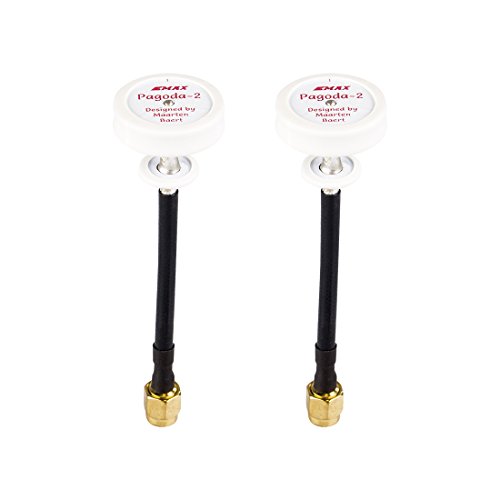 Emax FPV Antenna Pagoda 2 5.8G Transmitter Receiver Omnidirectional Omni FPV Flat Panel LHCP SMA Male for RC FPV Racing Drone White 2PCS