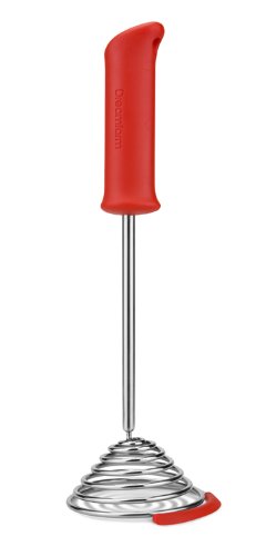 Dreamfarm Smood - One-Press Spring Coil Potato Masher with Silicone Pot Scraper (Red)