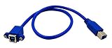 zdyCGTime 20" Panel Mount USB 3.0 B Female to USB B Male Extension Cable with Screws(Blue)