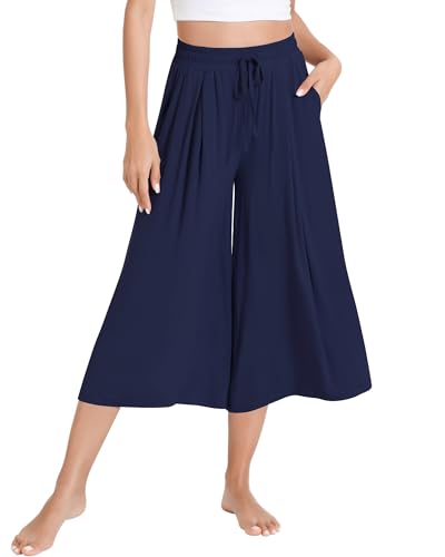 NACHILA Women's Wide Leg Capri Pants