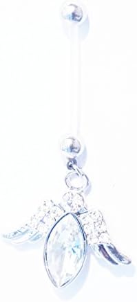 WOWOHE Plastic Bar for Pregnant Women Moth Shape 14g Belly Button Navel Ring Body Piercing Jewelry