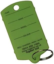 Key tags - Vehicle plastic key tags (200) with metal split rings - 11 colours (Green)