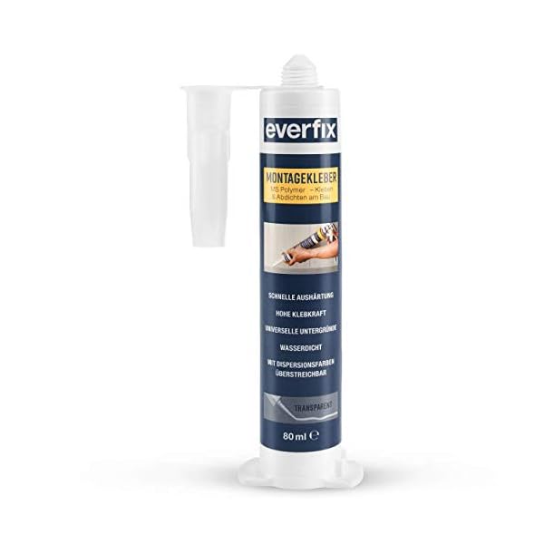 EVERFIX Montagekleber transparent klein 125 g, für innen und außen, extra starker Kraftkleber für Metall, Holz, Fliesen… – Bild 8