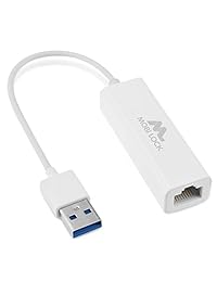 Mobi Lock   Adaptador Gigabit de red Ethernet LAN USB 3.0 ideal para conexión Ethernet con cable de alta velocidad (1000 Mbps) a través de puerto USB (7.9 in), color blanco y dorado