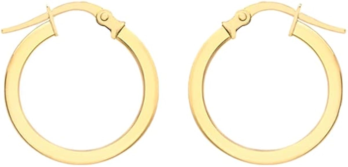 9ct Yellow Gold 18mm SquareTube Hoop Earrings 1.52.7619 Amazon.co.uk