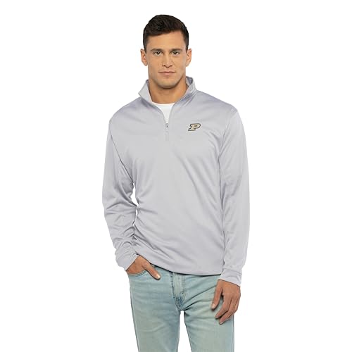 Vantage Apparel Poly Micro Mesh Grey 1/4 Zip, Purdue Boilermakers, XL