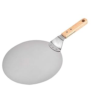 Pizza Ronde Spatel met houten handvat Cake Pizza schraper Peel Stainless Steel Paddle, Groot, zhibeisai