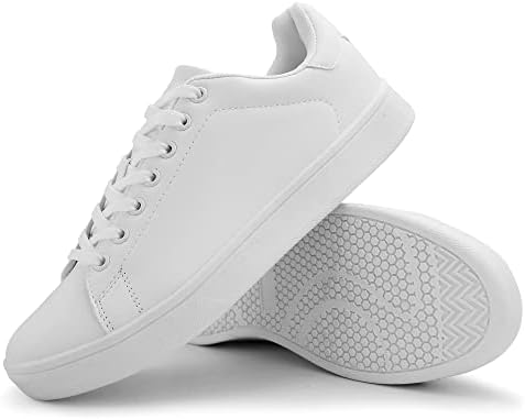 Hawkwell Men's Fashion Sneakers Uniform Nurse Shoes, White PU, 39