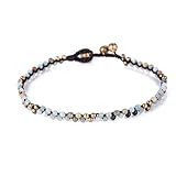 Handmade Two Layers Small Grey Stone Beaded Chain Anklets for Women, Ethnic Boho Anklet for Teen Girls, Bohemian Ankle Bracelets for Women, Leg Chain