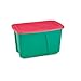 Homz Holiday Plastic Storage Tote Box, 32 Gallon, Greed With Red Lid, Stackable