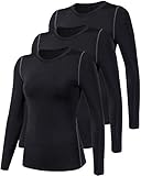 Lavento Women's Compression Shirt Sport Performance Crewneck Long-sleeve T Shirt