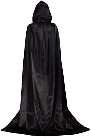 Deykhang Black Cape Hood Costume Kids Adult Halloween Hooded Cap Long Cloak Costume Vampire Cosplay Party Props S