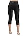 ODODOS High Waist Out Pocket Yoga Capris Pants Tummy Control Workout Running 4 Way Stretch Yoga Capris Leggings,Black,Large