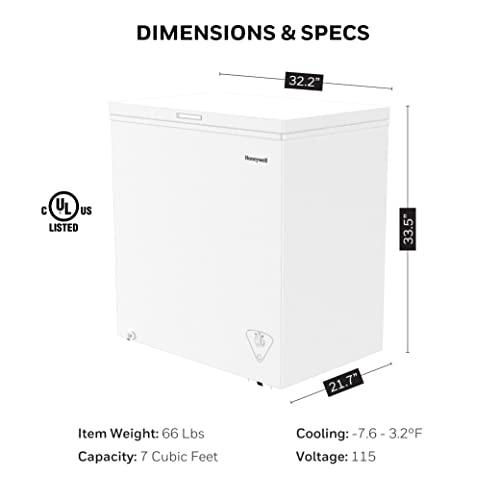 Honeywell 7 Cubic Feet Chest Freezer with Removable Storage Basket