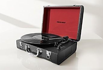 Sharper Image Bluetooth Wireless Portable Turntable with Built-in Speakers (Black)