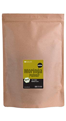 Wohltuer Bio Moringa Pulver in Rohkostqualität | Moringa oleifera | Bio Moringablätter gemahlen (500g)