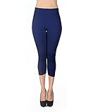 Women's Soho Solid Color Capri Leggings (L/XL, Navy)
