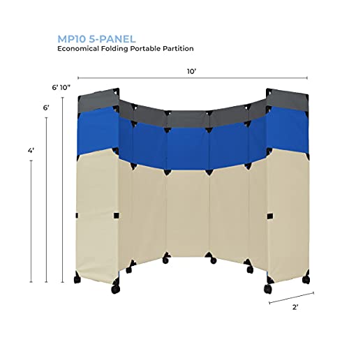 Versare MP10H Portable Folding Economical Partition 5 Panels Adjustable Widths