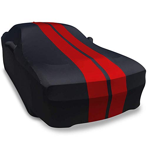 SR1 Performance Ultraguard Stretch Satin Indoor Car Cover Compatible for 2008-2019 Dodge Challenger (Black/Red) - Thumbnail 3