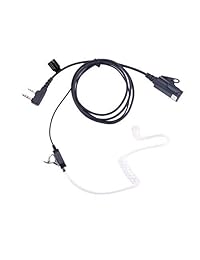 KS K-STORM Walkie Talkie - Auriculares de vigilancia con PTT para radios de dos vías de 2 pines, material de poliuretano, color negro